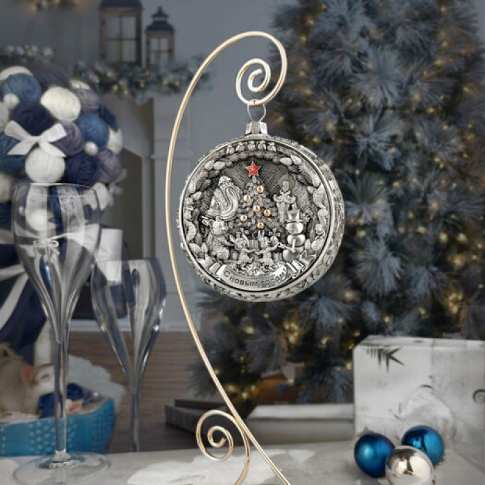 Набор серебряных елочных шаров "Праздничный Петербург" 2 шт