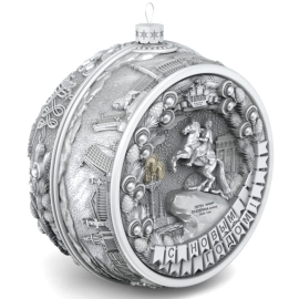 Набор серебряных елочных шаров "Праздничный Петербург" 2 шт