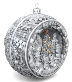 Набор серебряных елочных шаров "Праздничный Петербург" 2 шт