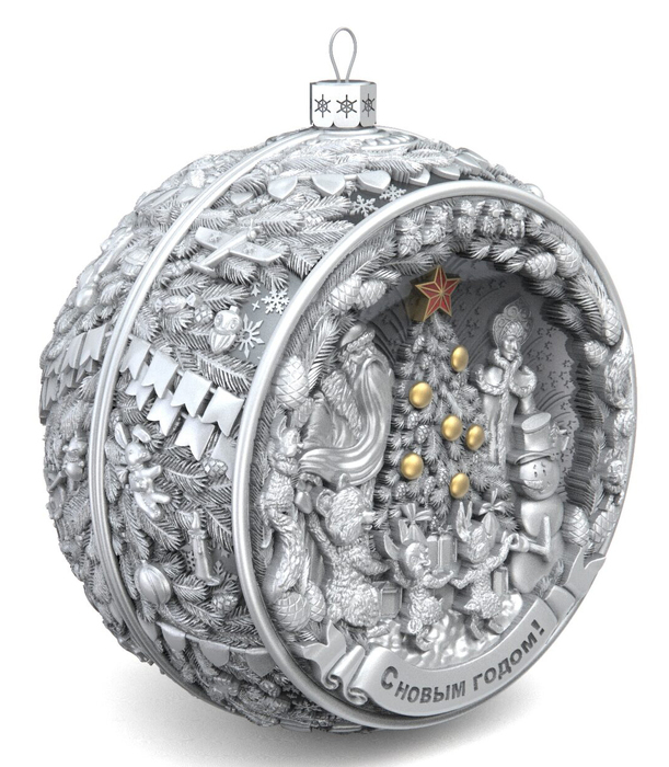 Набор серебряных елочных шаров "Праздничный Петербург" 2 шт