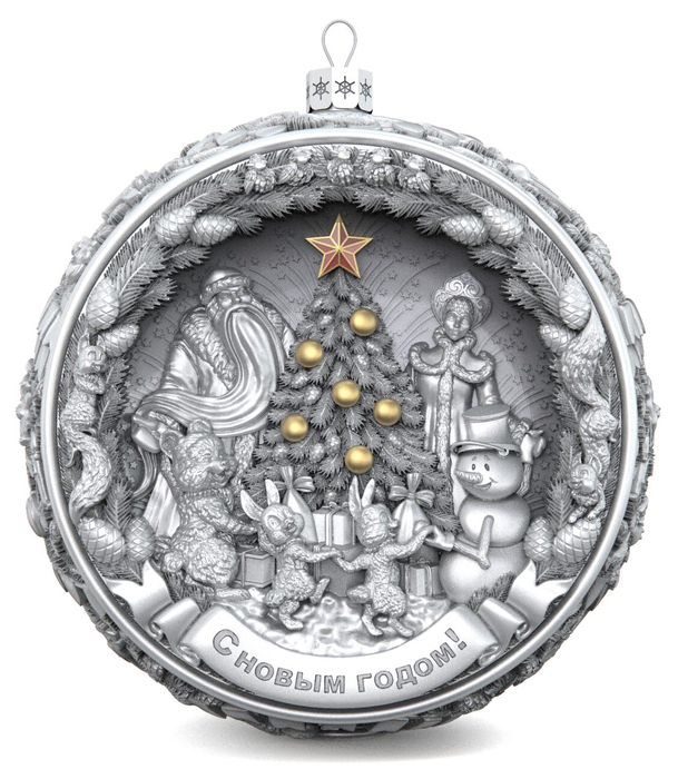 Набор серебряных елочных шаров "Праздничный Петербург" 2 шт