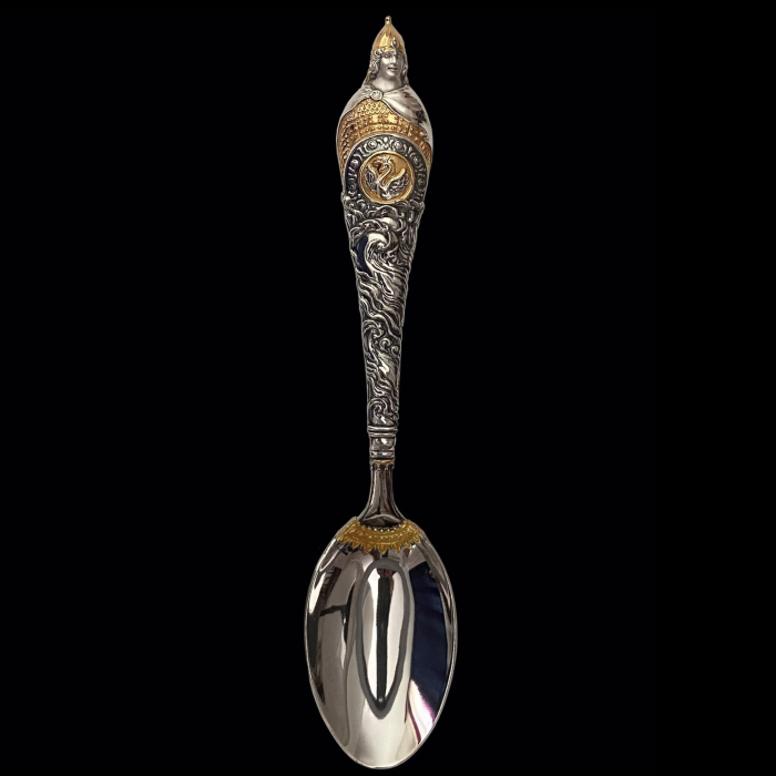 Набор серебряных столовых приборов "33 Богатыря" с кольцом для салфеток