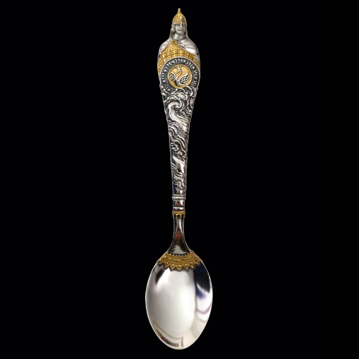 Набор серебряных столовых приборов "33 Богатыря" с кольцом для салфеток