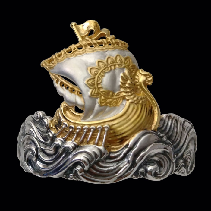 Набор серебряных столовых приборов "33 Богатыря" с кольцом для салфеток