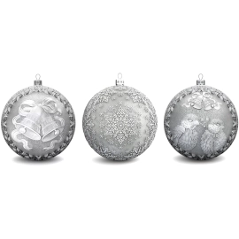 Набор серебряных елочных шаров "Праздничный" 3 шт