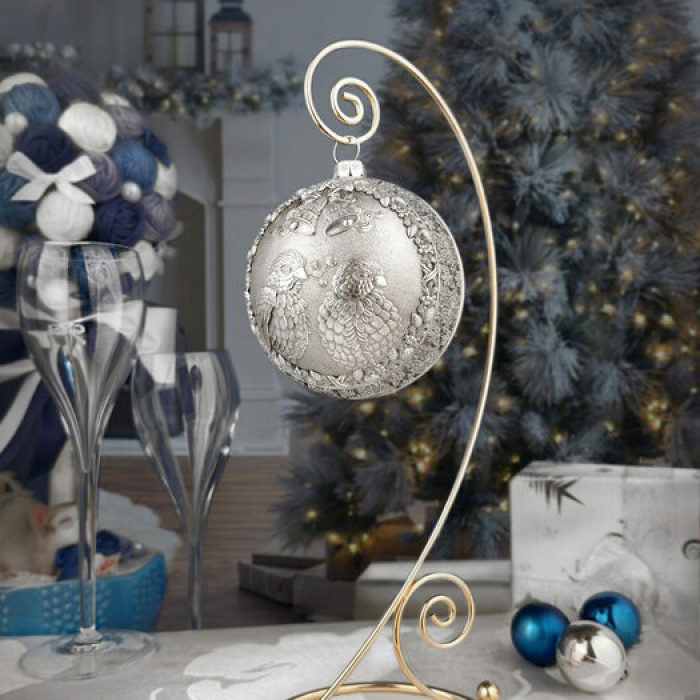 Набор серебряных елочных шаров "Праздничный" 3 шт