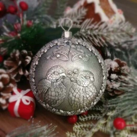 Набор серебряных елочных шаров "Праздничный" 3 шт