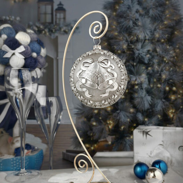 Набор серебряных елочных шаров "Праздничный" 3 шт