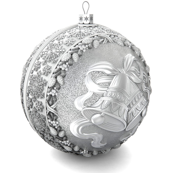 Набор серебряных елочных шаров "Праздничный" 3 шт