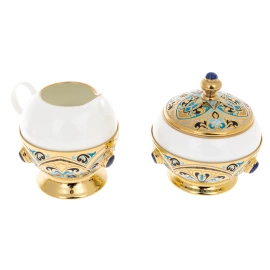 Кофейный сервиз "Грация" с лазуритом, на 4 персоны, 15 предметов, Златоуст