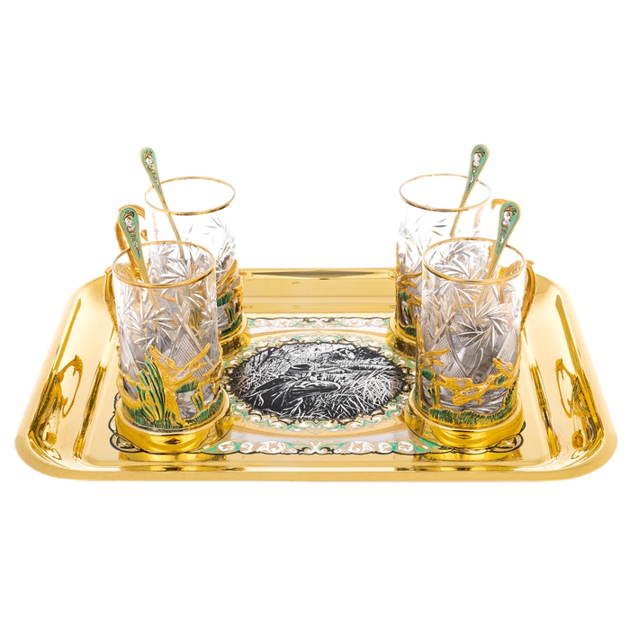 Duck Hunting tea set for 4 persons, Zlatoust