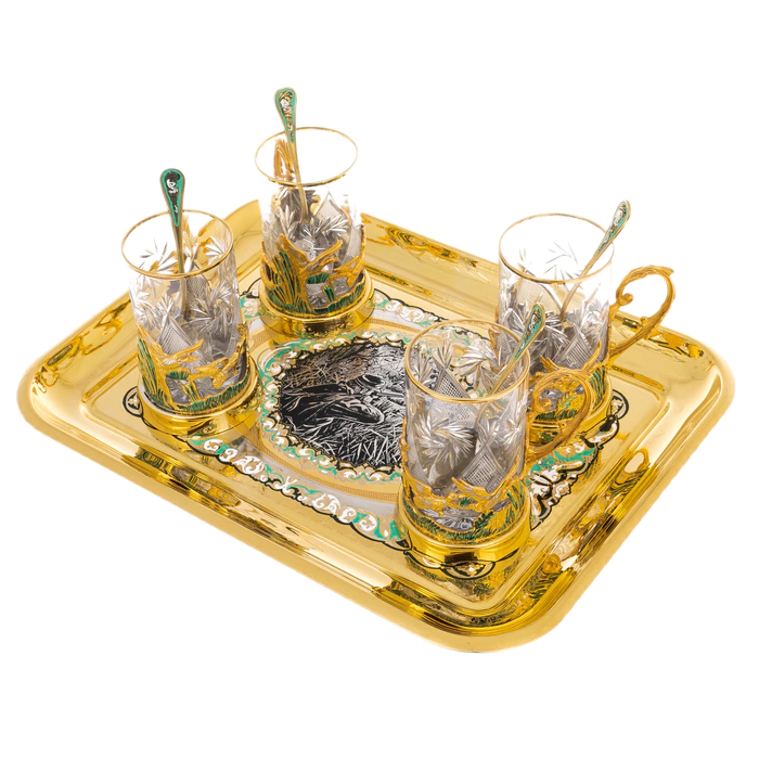 Duck Hunting tea set for 4 persons, Zlatoust