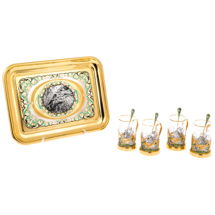 Чайный набор "Охота на уток" на 4 персоны, Златоуст