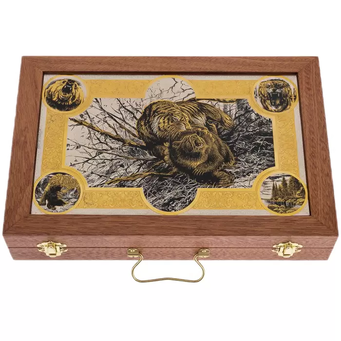 A set for cleaning weapons "Tiger and bear fight" Zlatoust