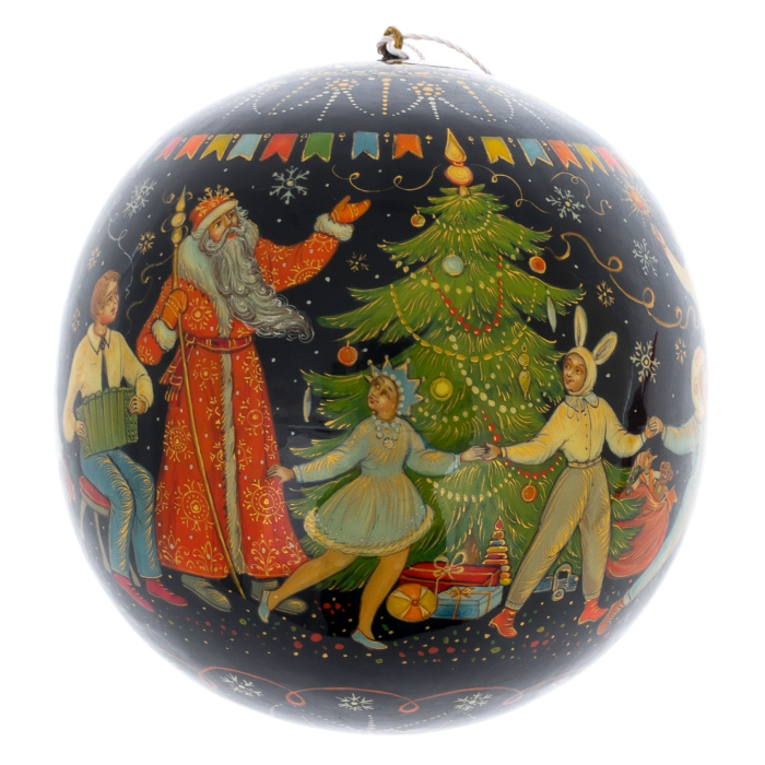 Шар ёлочный деревянный "Новый год" Чапарина, Палех