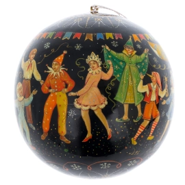 Шар ёлочный деревянный "Новый год" Чапарина, Палех