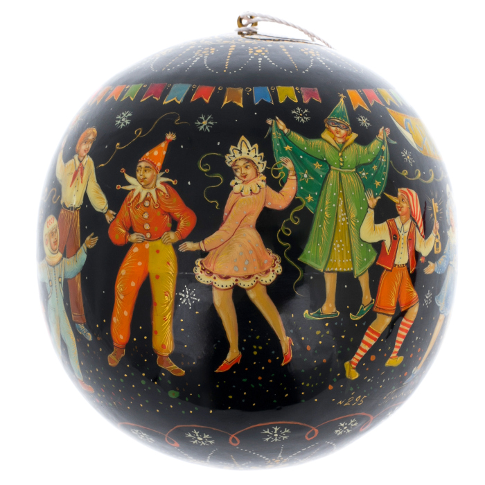 Шар ёлочный деревянный "Новый год" Чапарина, Палех