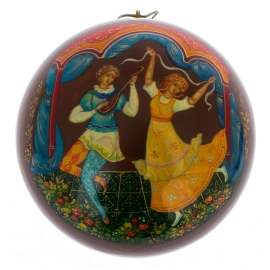 Шар ёлочный деревянный "Маскарад" Сурикова, Палех
