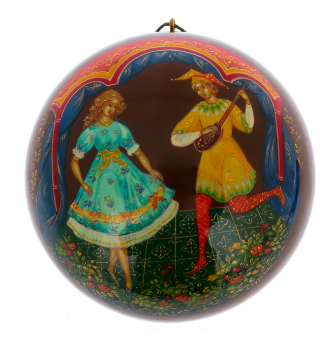 Шар ёлочный деревянный "Маскарад" Сурикова, Палех