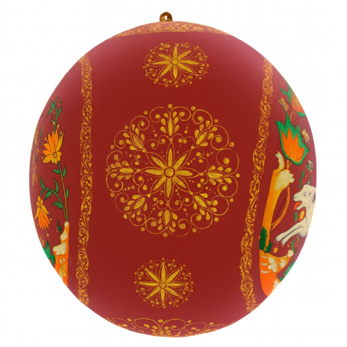 Шар ёлочный деревянный "Сказка о сером волке" Кондаков, Палех