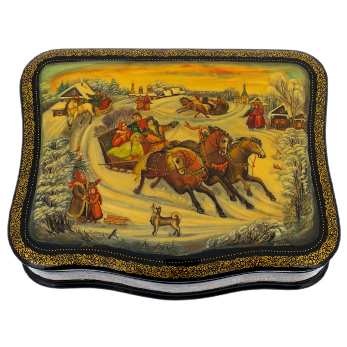 Шкатулка "Зима" Белова, Палех