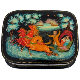 Шкатулка "Тройка" Марова, Палех