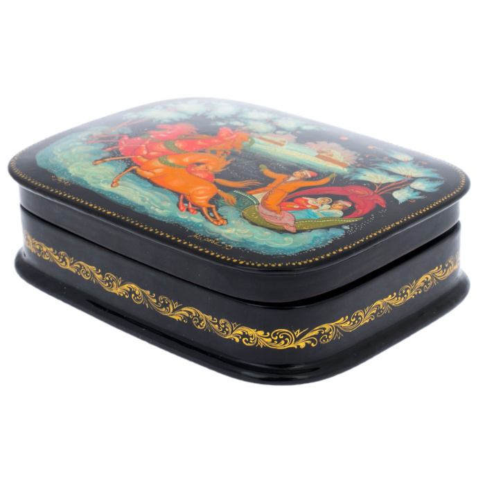 Шкатулка "Тройка" Марова, Палех