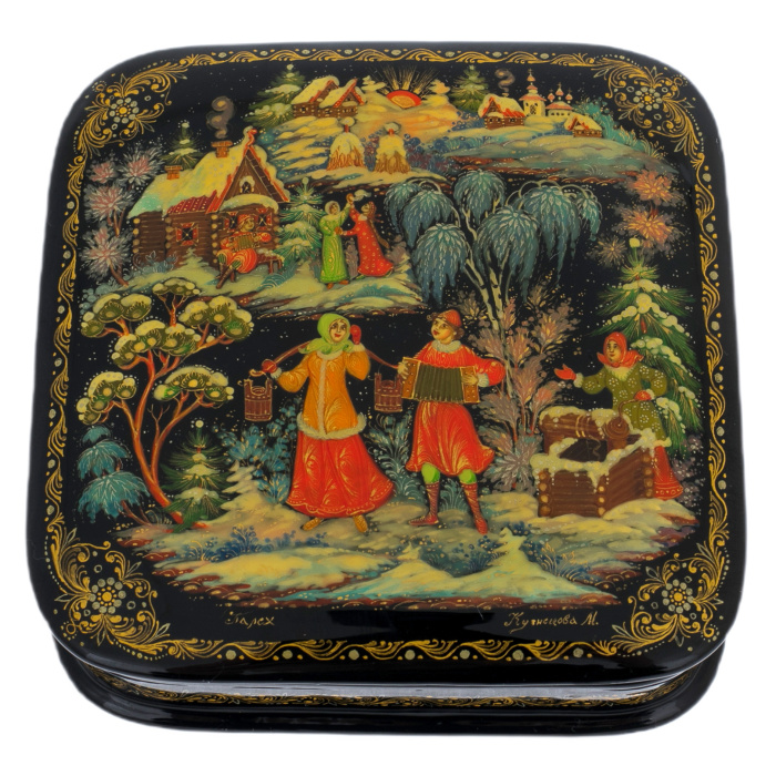 Шкатулка "Зима" Кузницова, Палех