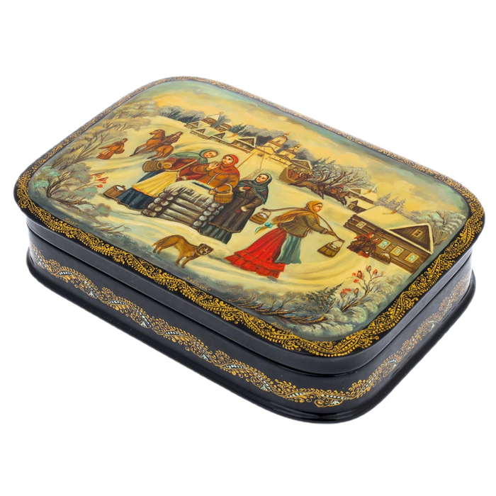 The casket "At the well" by Belov, Palekh