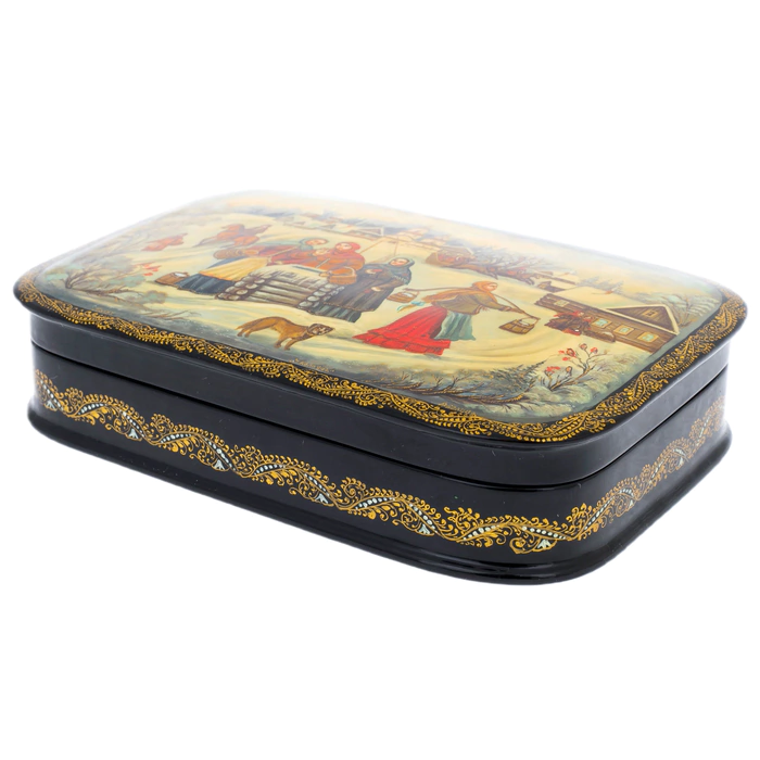 The casket "At the well" by Belov, Palekh