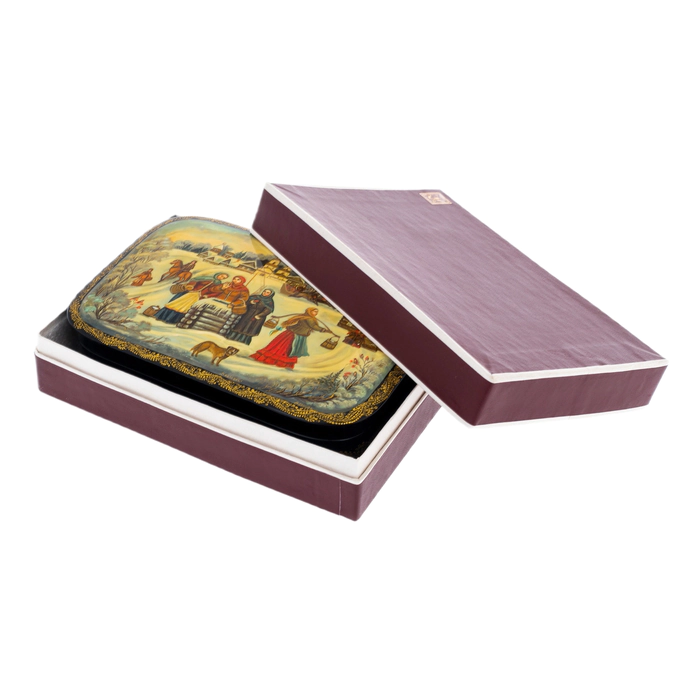 The casket "At the well" by Belov, Palekh