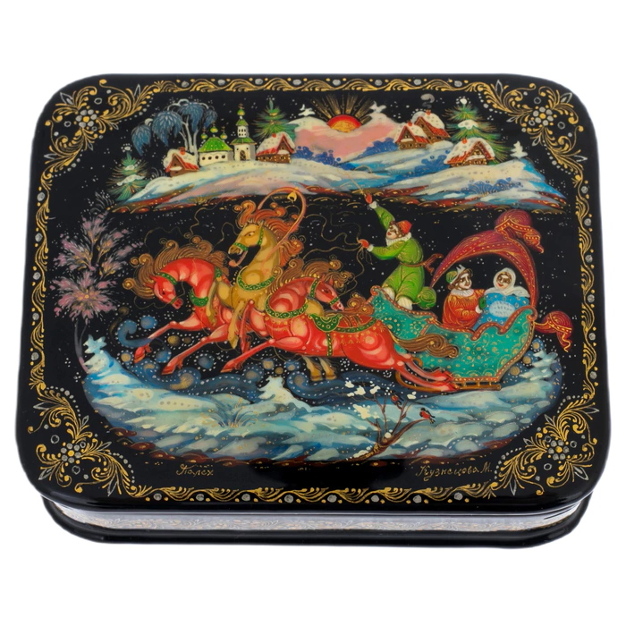 Kuznetsov's Troika jewelry box, Palekh