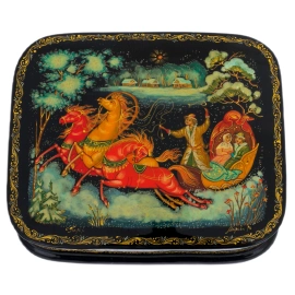 Шкатулка "Тройка" Марова, Палех