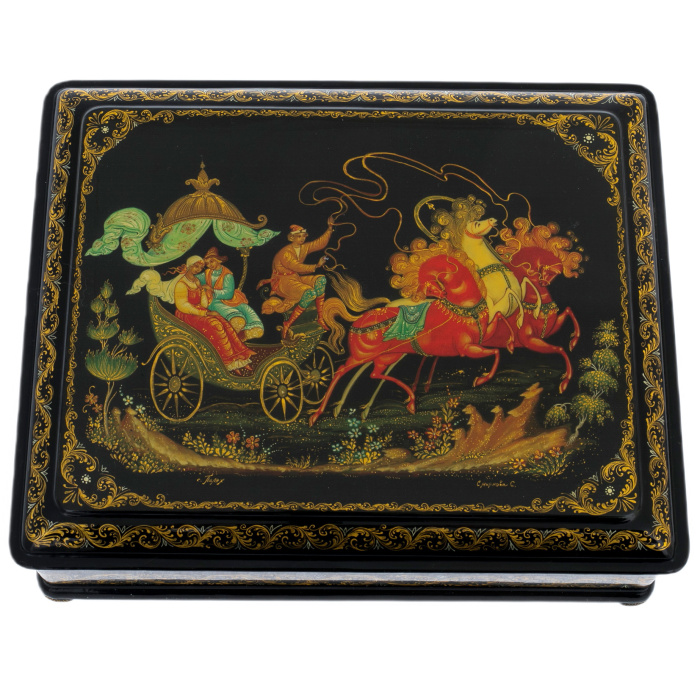 Шкатулка "Тройка" Смирнова, Палех