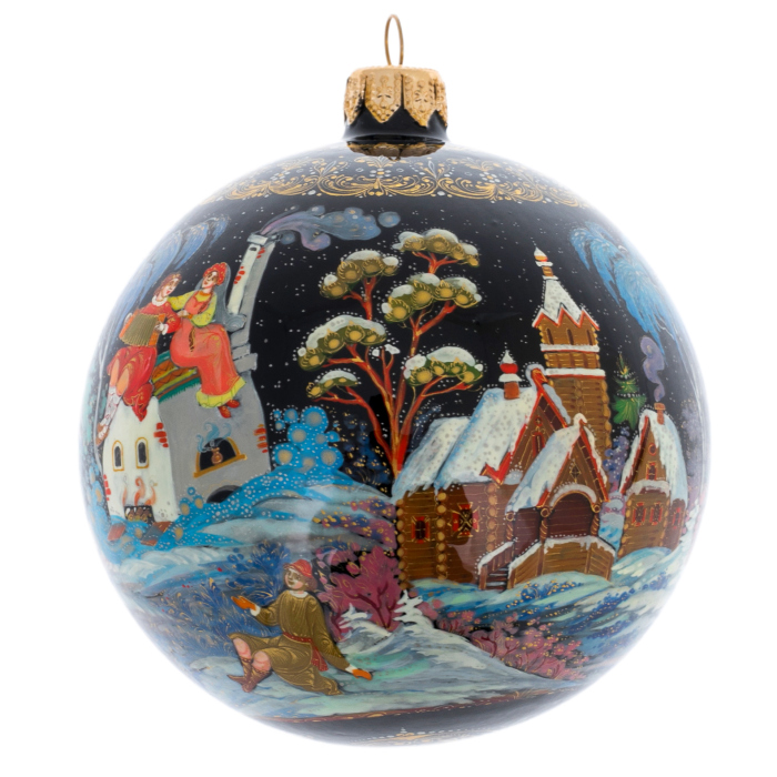Шар ёлочный из стекла "Катания" Палех