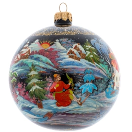 Шар ёлочный из стекла "Катания" Палех