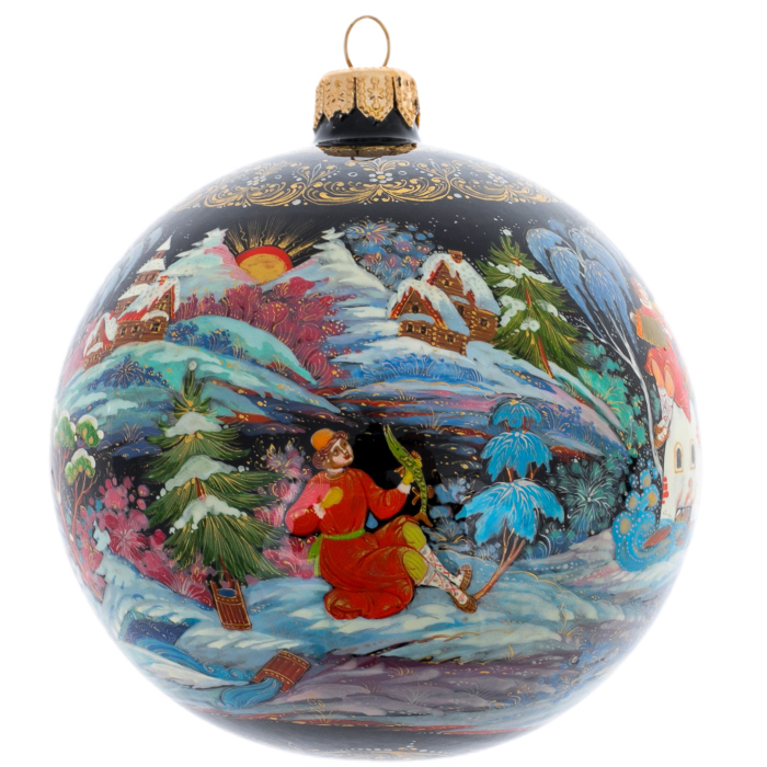 Шар ёлочный из стекла "Катания" Палех