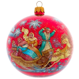 Шар ёлочный из стекла "Праздник" Палех