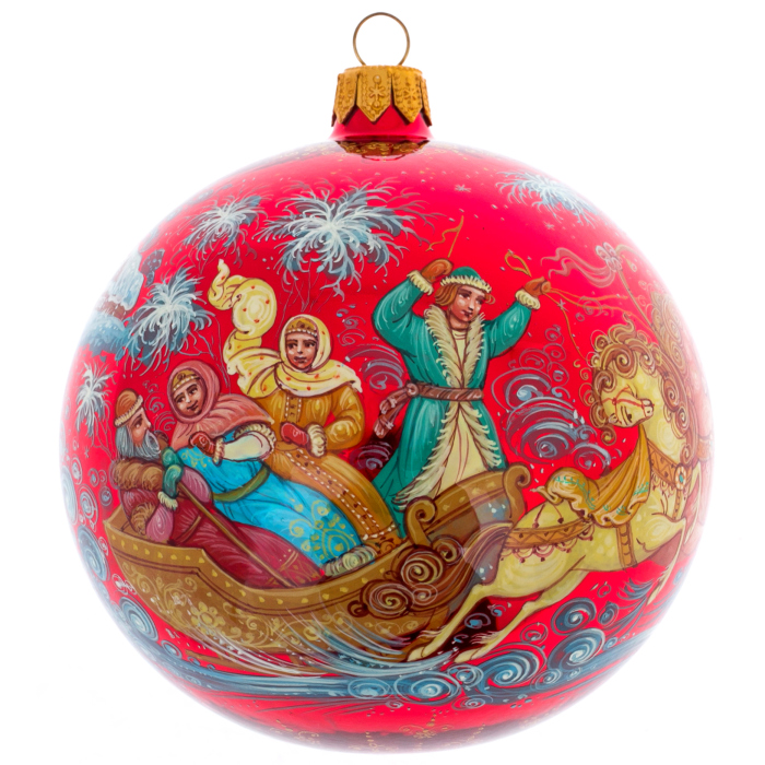 Шар ёлочный из стекла "Праздник" Палех