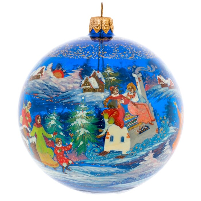 Шар ёлочный из стекла "Зимняя ночь" Палех