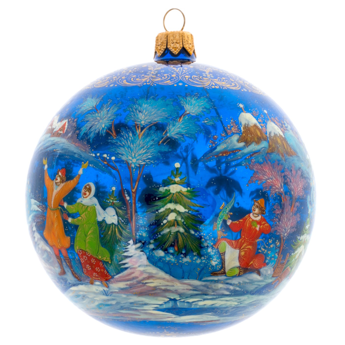 Шар ёлочный из стекла "Зимняя ночь" Палех