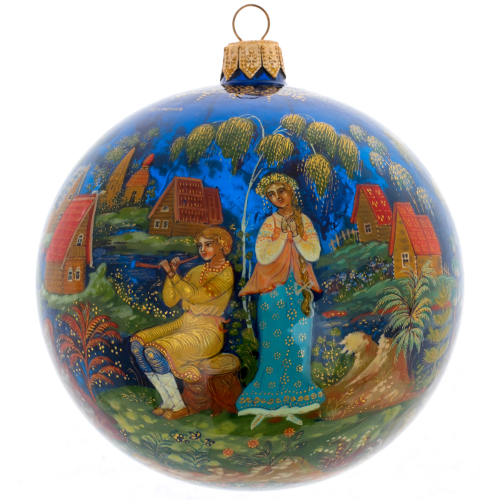 Шар ёлочный из стекла "Танцы" Палех