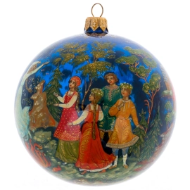 Шар ёлочный из стекла "Танцы" Палех
