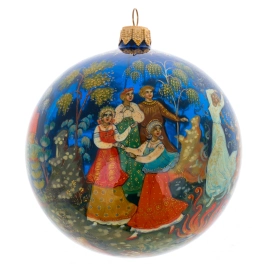 Шар ёлочный из стекла "Танцы" Палех