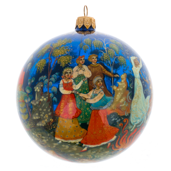 Шар ёлочный из стекла "Танцы" Палех