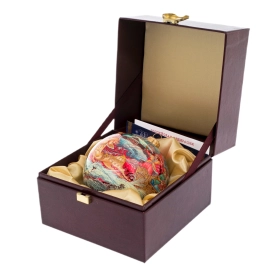 Шар ёлочный из стекла "Зимняя деревня" Палех