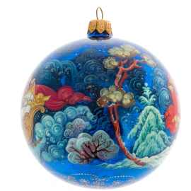 Шар ёлочный из стекла "Тройка" Палех