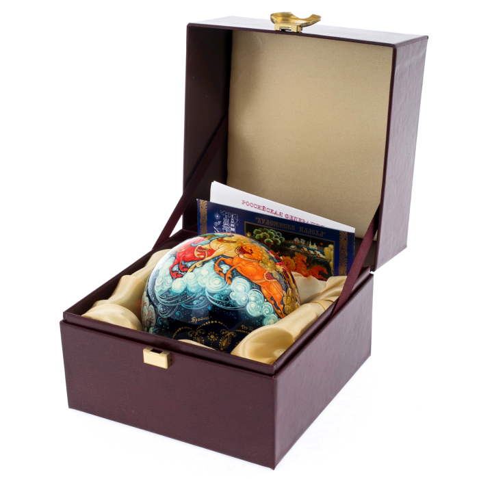 Шар ёлочный из стекла "Тройка" Палех