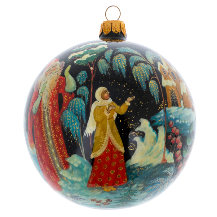 Шар ёлочный из стекла "Красно солнышко" Палех