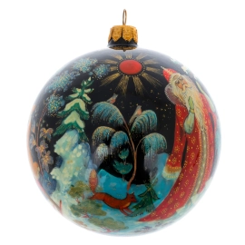 Шар ёлочный из стекла "Красно солнышко" Палех